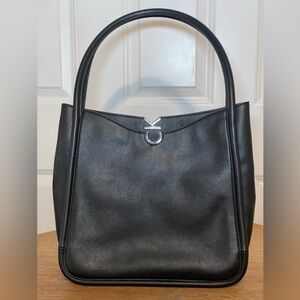 Calvin Klein Crisell Magnetic Logo Tote Bag In Black Silver-tone Man Made